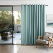 Sliding Door Linen Blackout Grommet Curtain Panel - Custom Width and Length, Color: Aquamarine