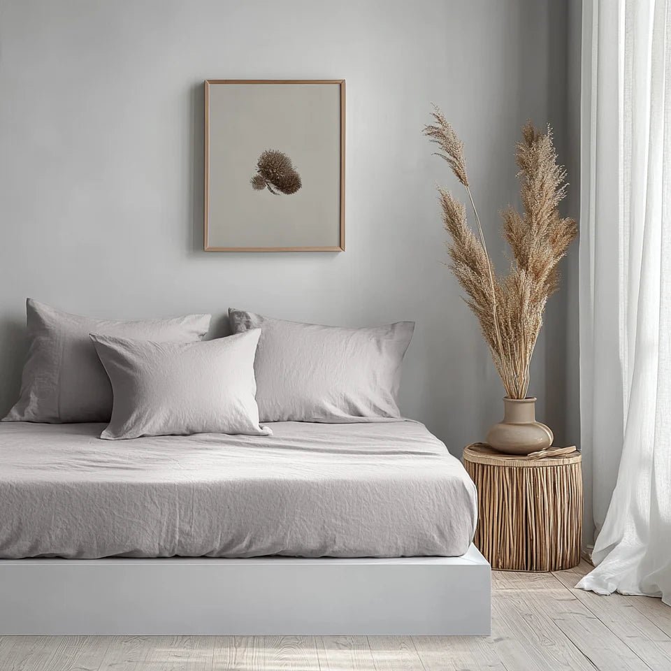 Stone Grey Fabric Bedding Example