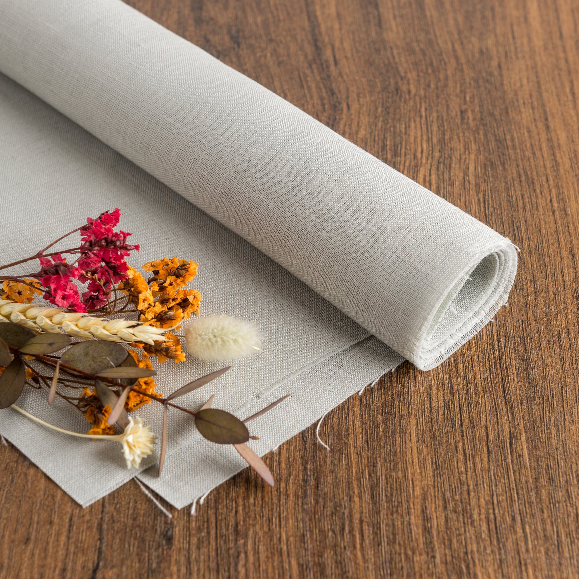 Stone Grey Linen Fabric by the Yard - 100% French Natural - Width 52”- 106”