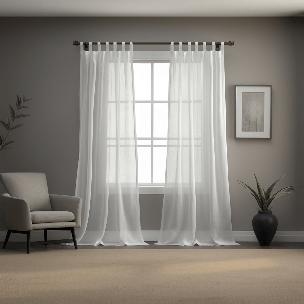 Tab Top White Linen Sheer