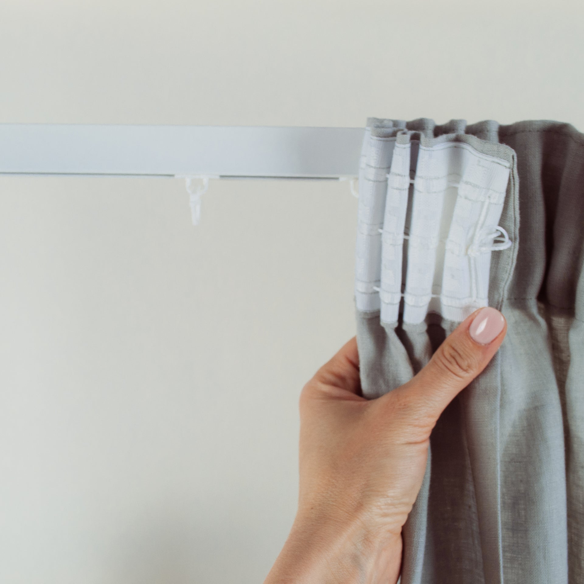 Linen Curtain for Ceiling Track - Unlined Curtain Panels - White, Natural, Grey Colors