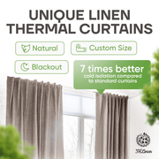 Linen Blackout Curtains with Trermal Lining, Color: Natural