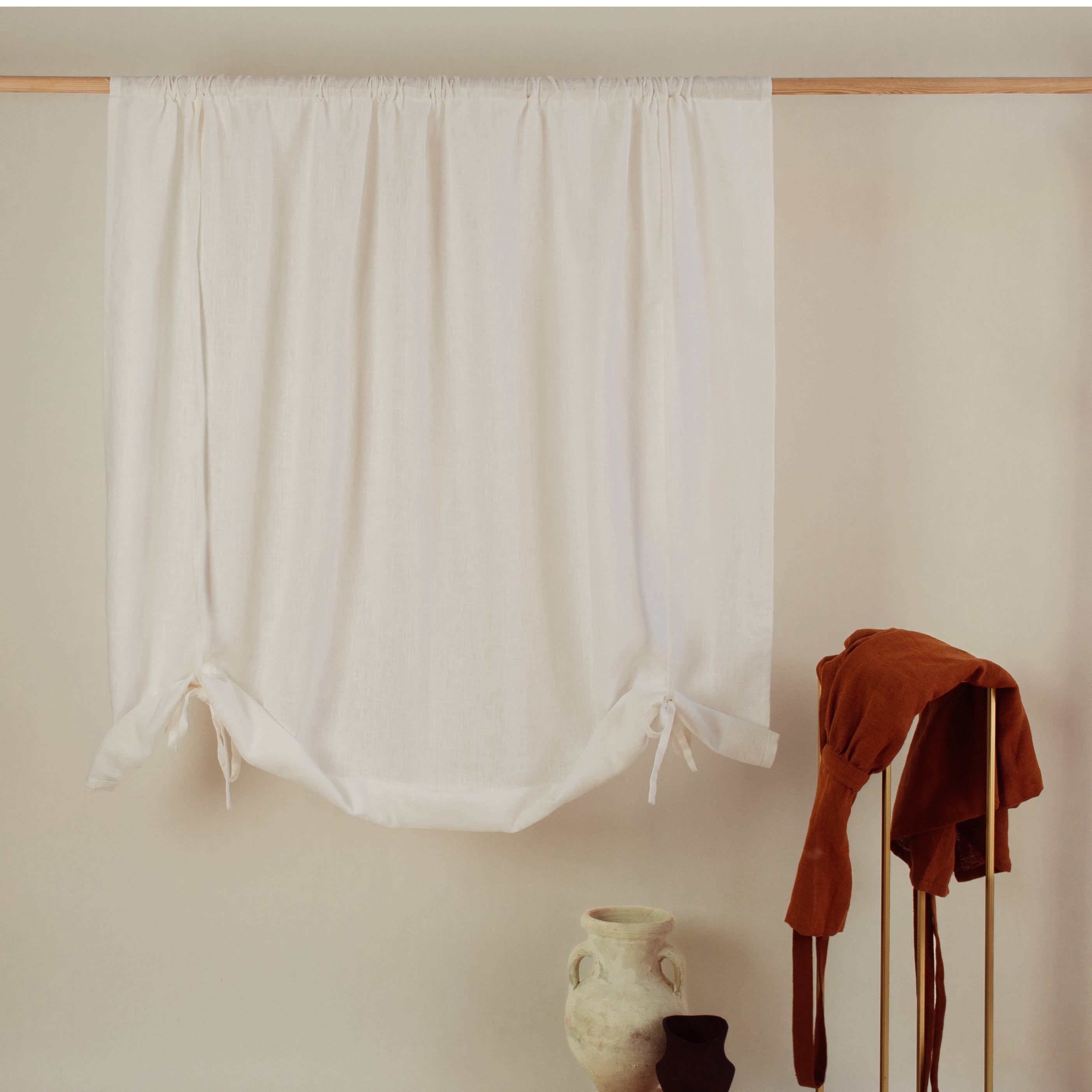 Tie Up Linen Curtains Valance - Kitchen Cafe Curtain - Custom Sizes: 24 ...