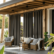 Triple-Weave Outdoor Blackout Curtain - Grommets, Velcro Tab Tops or Rod Pocket - Grey, Beige, White or Rose Colors