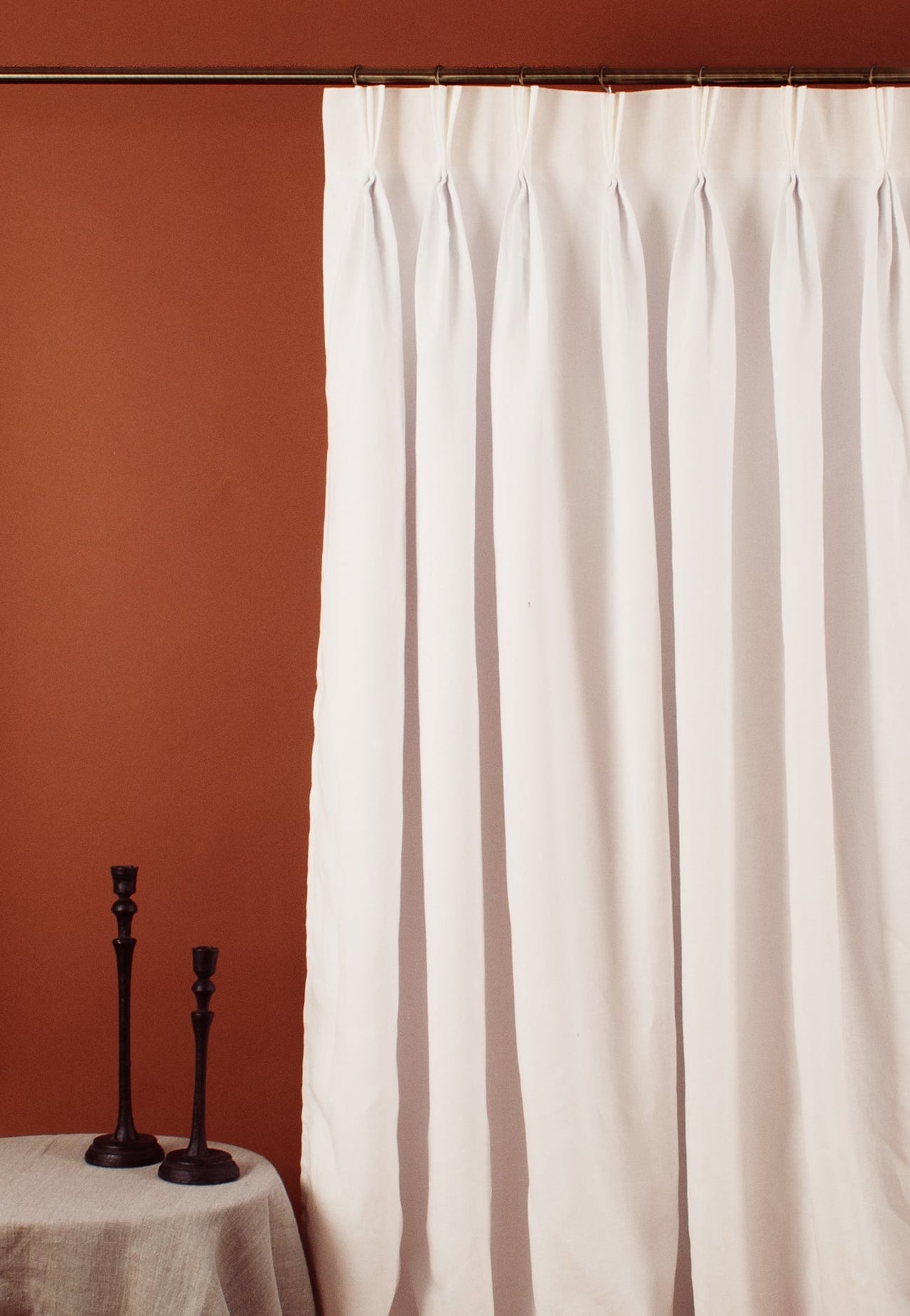 Triple Pinch Pleat Linen Curtain Panel with Blackout Lining - Tailored and Classic Look Drape