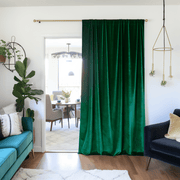 Velvet Door Curtain Panel - Custom Color and Size, Color: Emerald Green