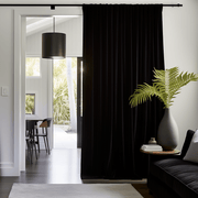 Velvet Door Curtain Panel - Custom Color and Size, Color: Black