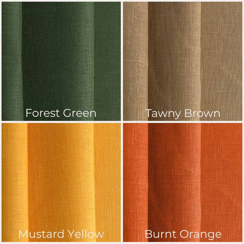 @Color: Forest Green, color: tawny brown, color: mustard yellow, color: burnt orange