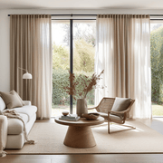 Back Tabs Linen curtains, color: Natural