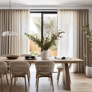 Back Tabs Linen Curtain, Color: Natural