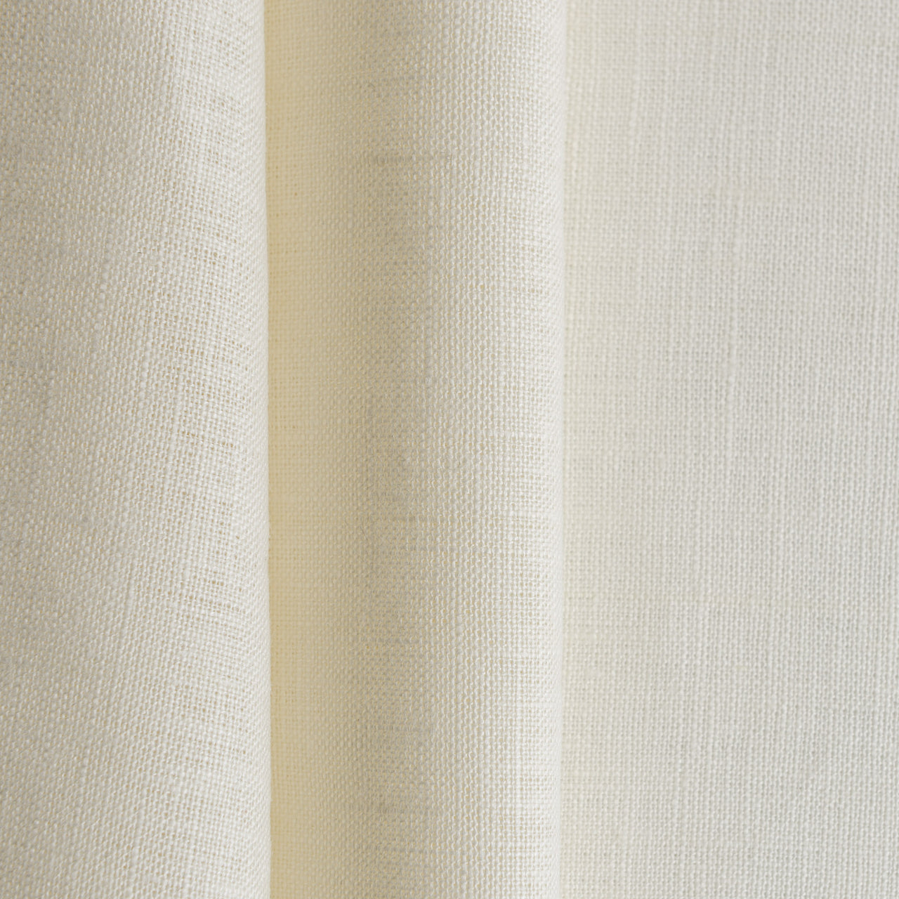 Cream Tab Top Linen Curtain with Cotton Lining - Custom Width and Length