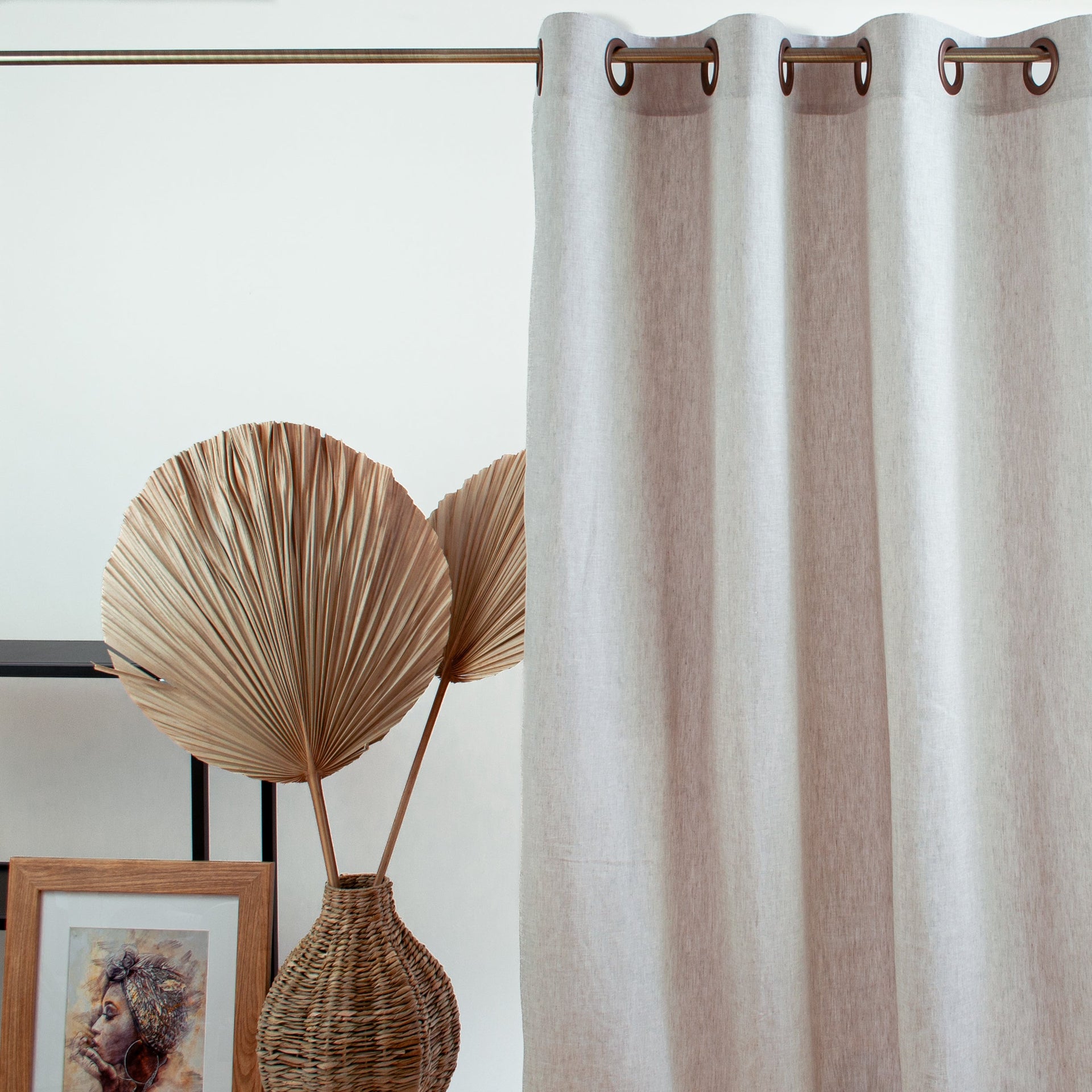 Grommet Linen Curtains Natural Color