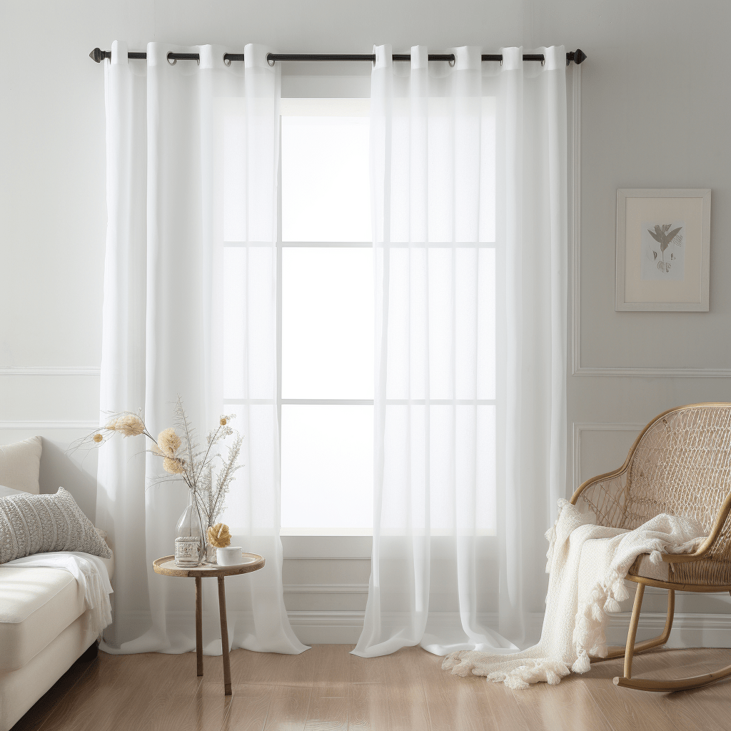 White Linen Sheer Curtain With Grommets Unlined Sheer Curtain Panel