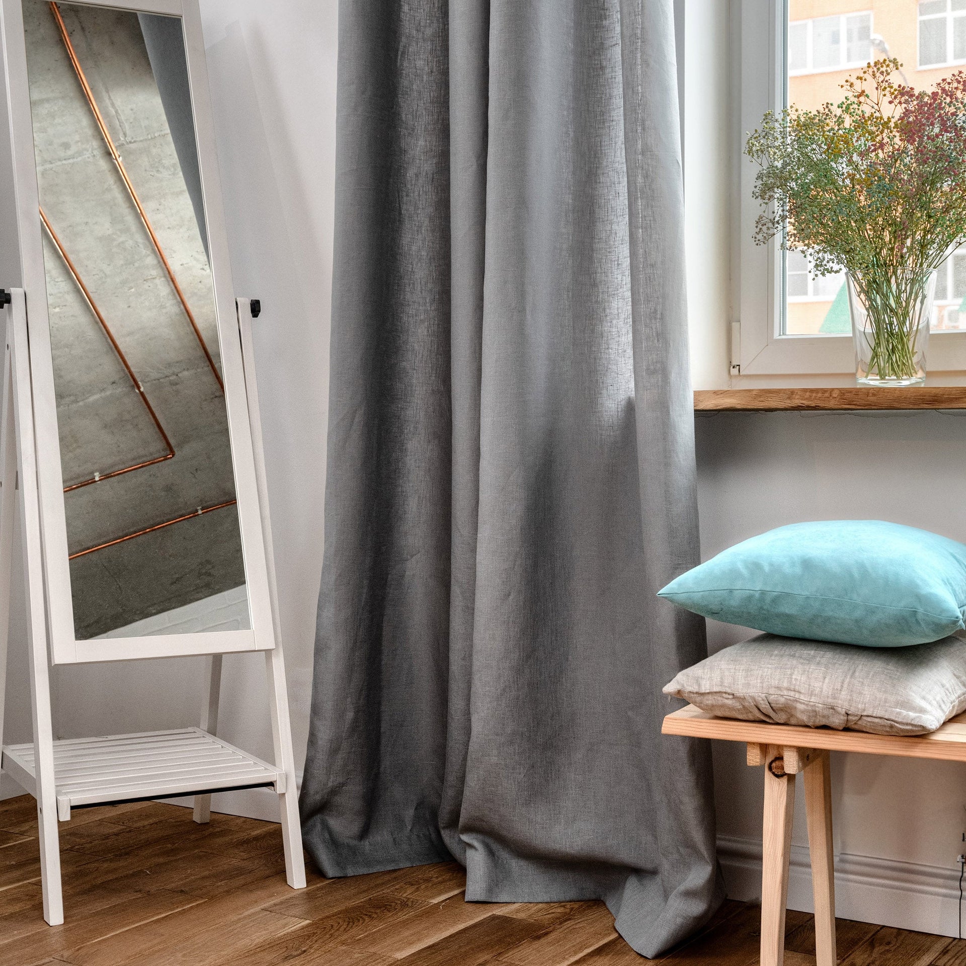 Unlined Curtain in Dim Grey