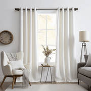 Blackout Linen Curtains, Color: White
