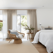 Pinch Pleat Linen Curtain Panel for Bedroom - Heading for Rings and Hooks