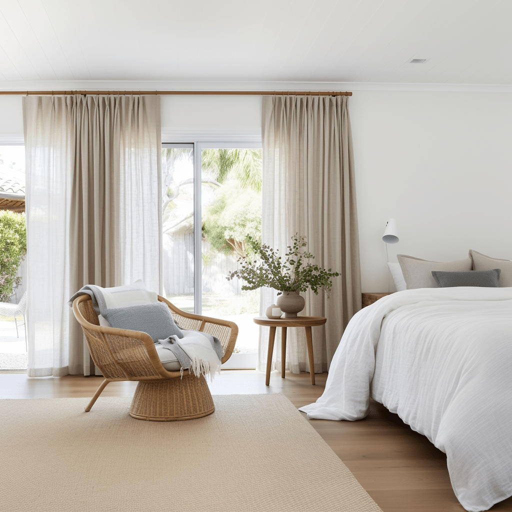 Pinch Pleat Linen Curtain Panel for Bedroom - Heading for Rings and Hooks