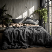 Linen Duvet Cover, Color:Charcoal