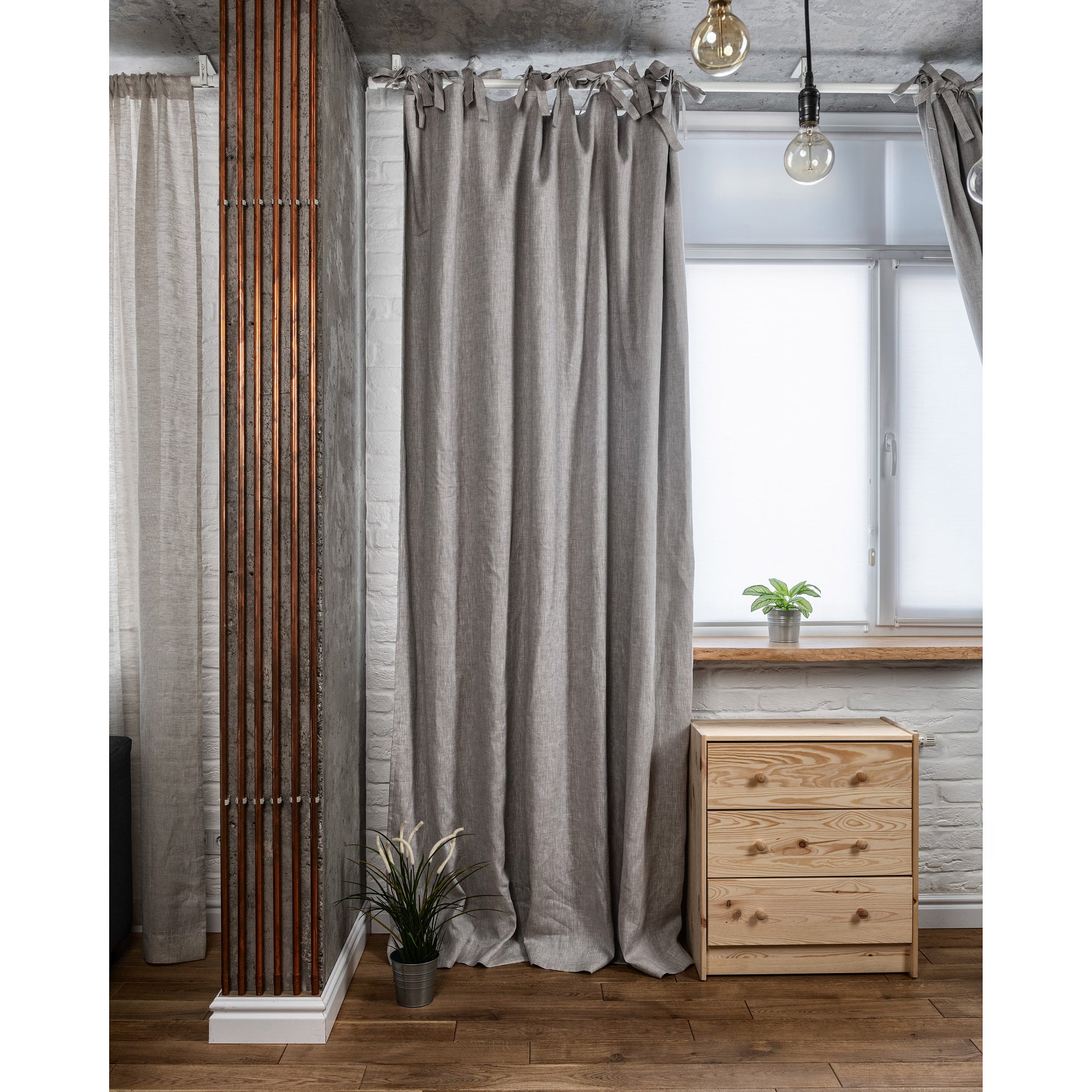 Linen Blackout Curtains, Color: Natural