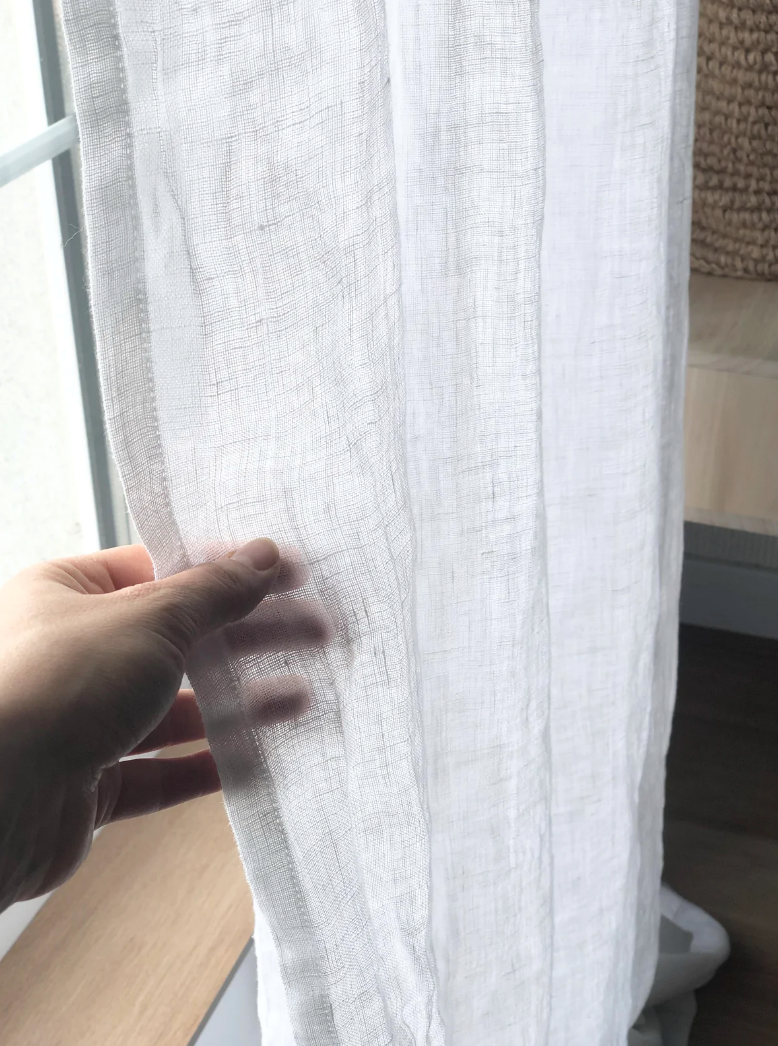 Off-White Canopy Bed Curtain - Natural Linen Curtains for Bedroom