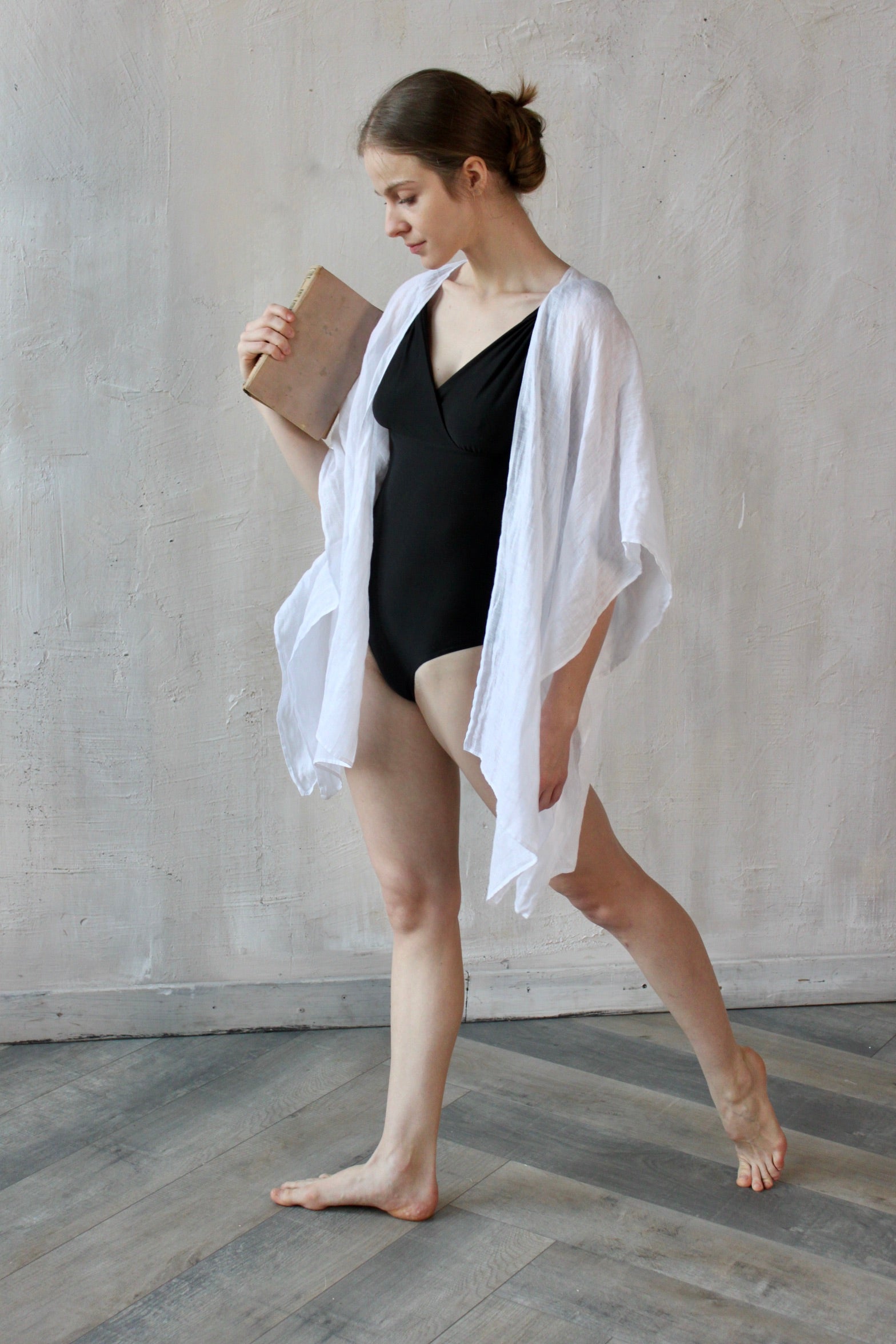 Linen Beach Cover Up - White, Off-White, Natural Blue Linen Beach Cover Up - White, Off-White, Natural Blue