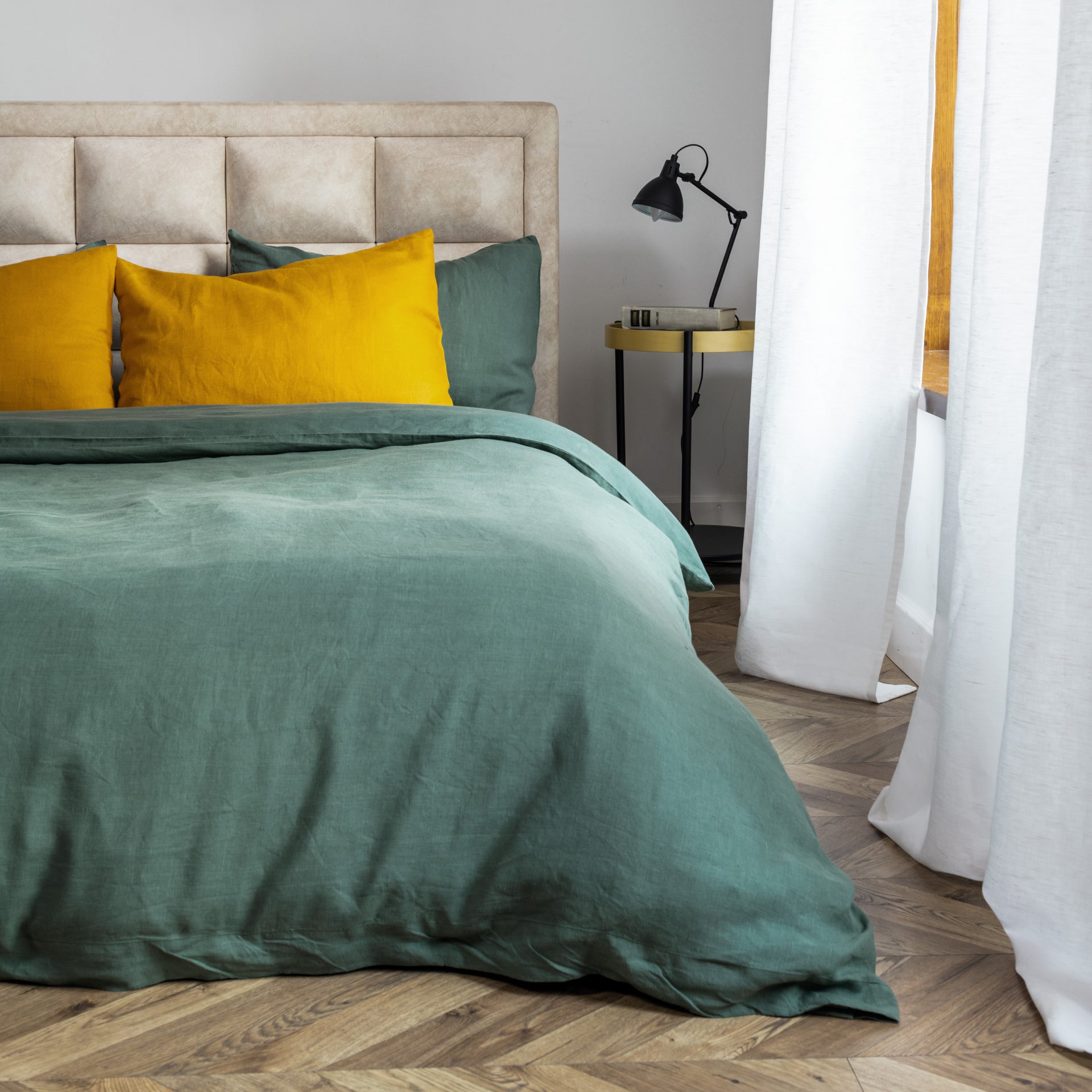 Green Linen Bedding