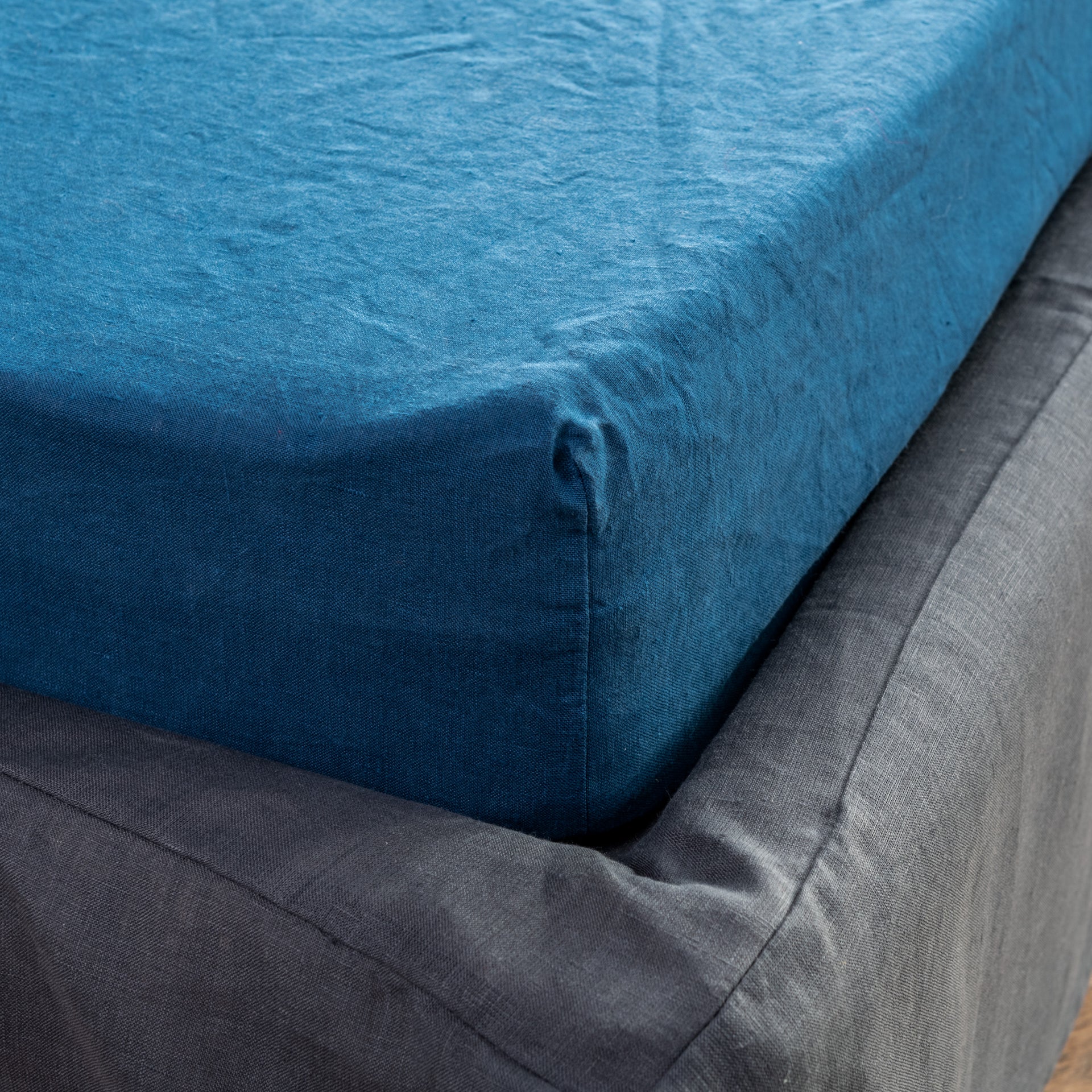 Blue Linen Bed Sheets