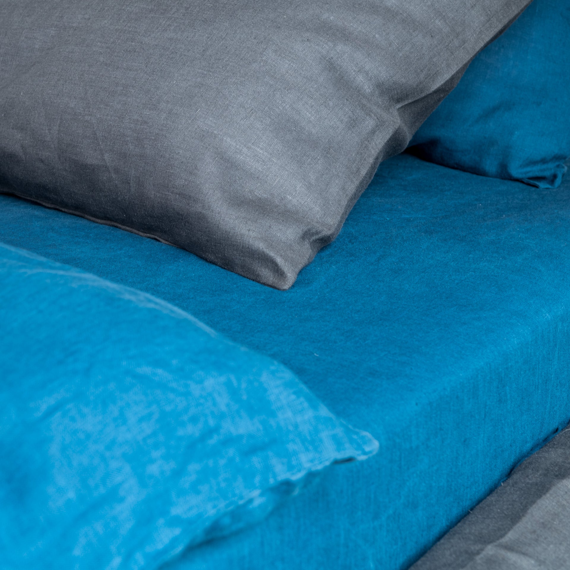 Blue Linen Bed Sheets