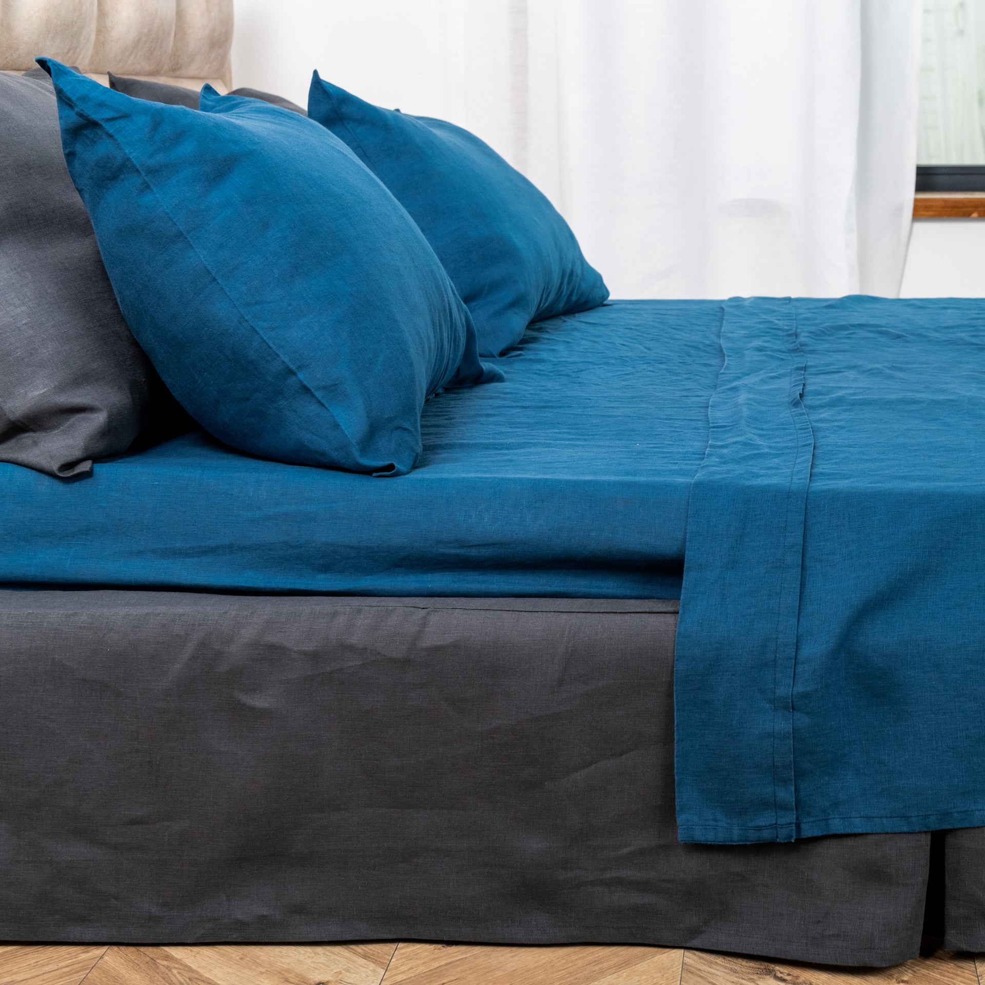 Blue Linen Bed Sheets
