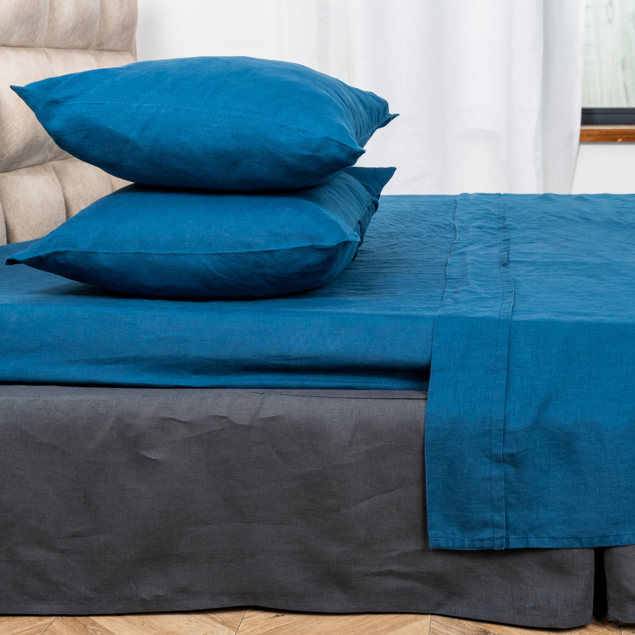 Blue Linen Bed Sheets