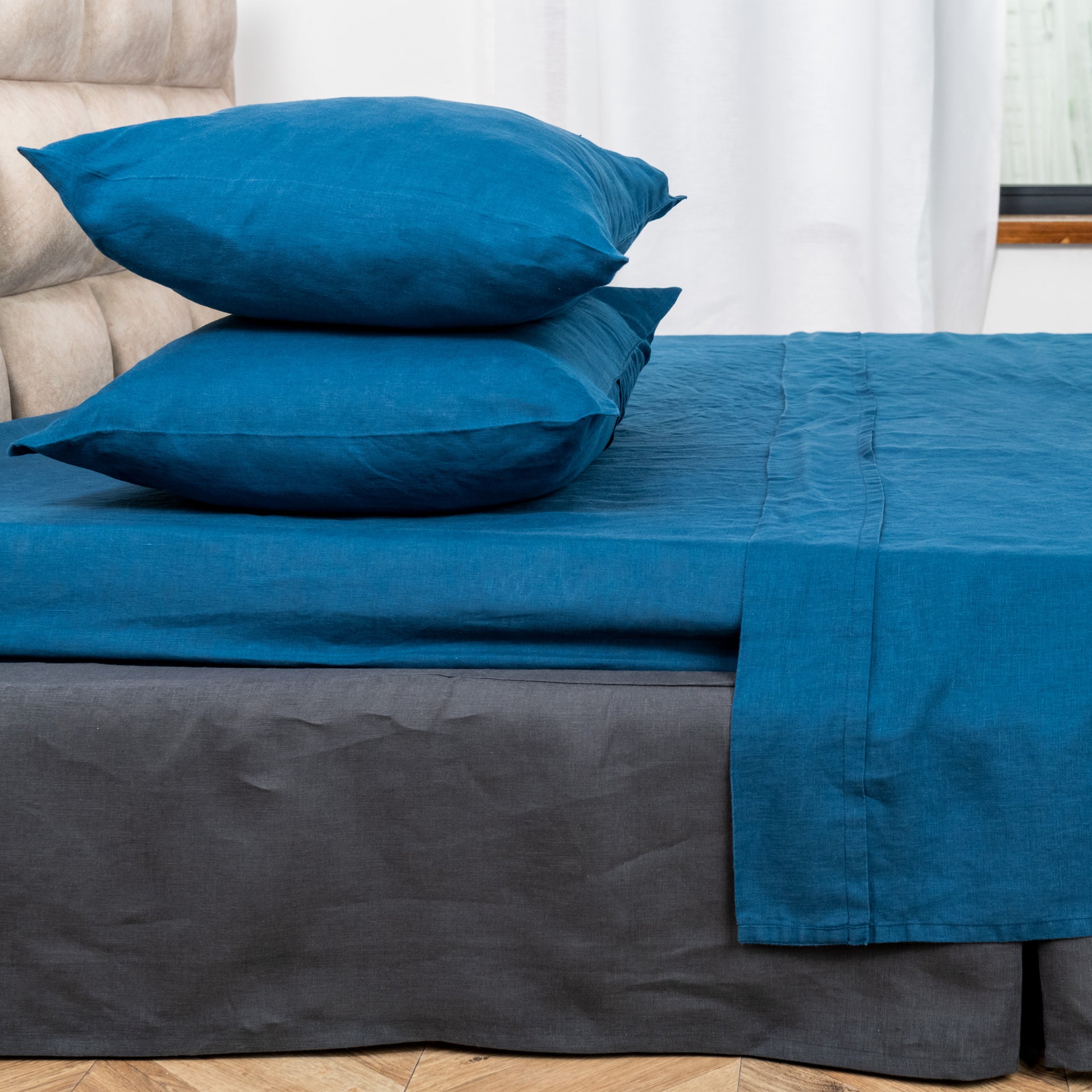 Blue Linen Flat Sheet