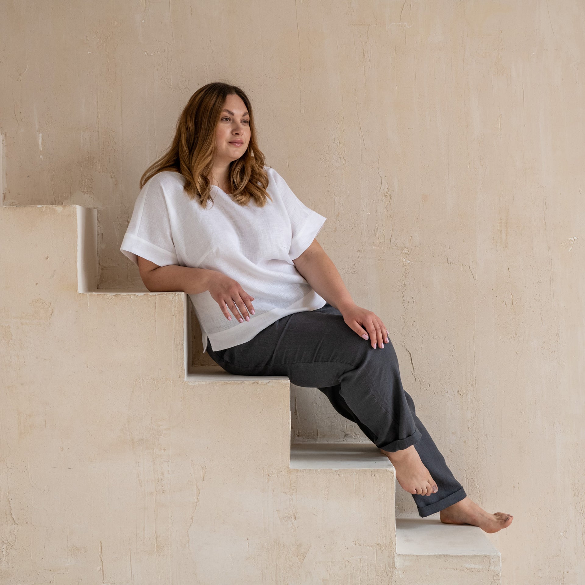 Straight Linen Cropped Pants