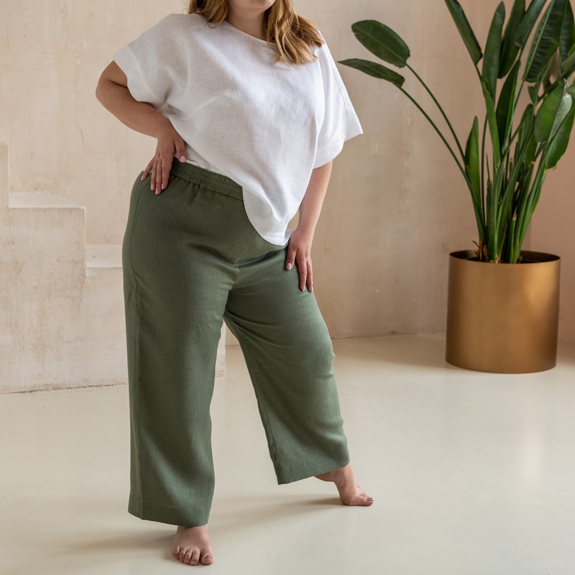 High Rise Linen Wide-Leg Pants