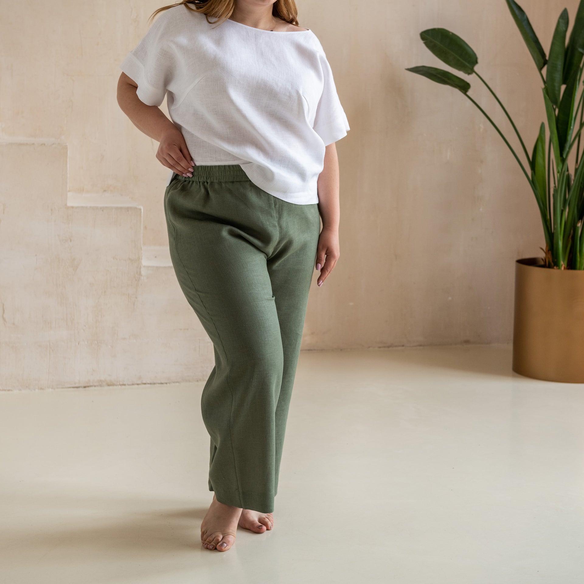 High Rise Linen Wide-Leg Pants