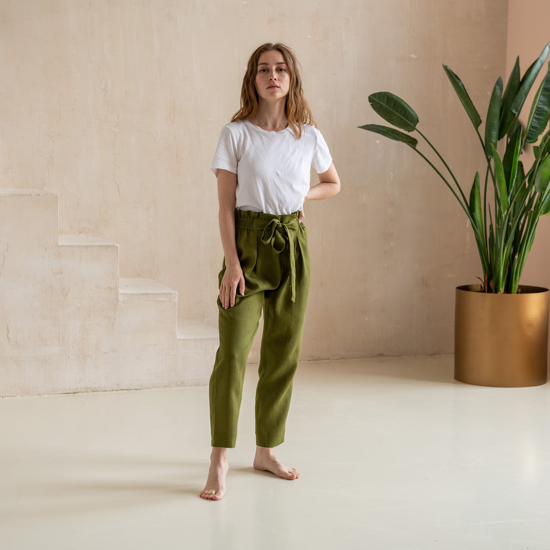 High-Waisted Linen Pants