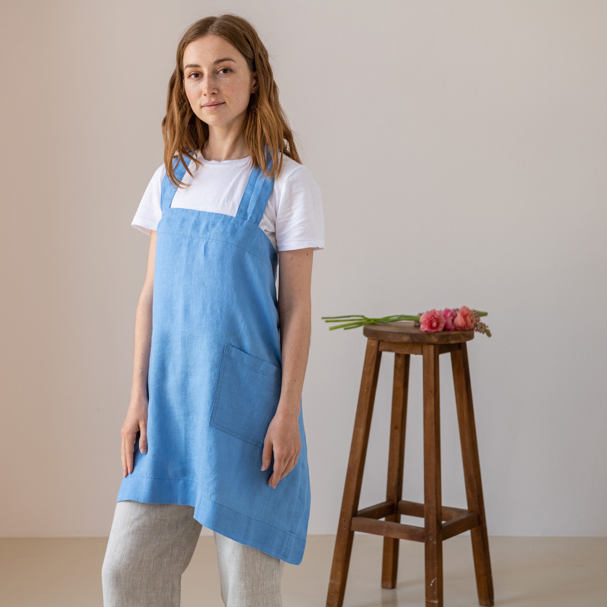 Premium Linen Blend Adjustable Apron With Pocket - 9 Colors Available For Cooking, Baking & Crafts