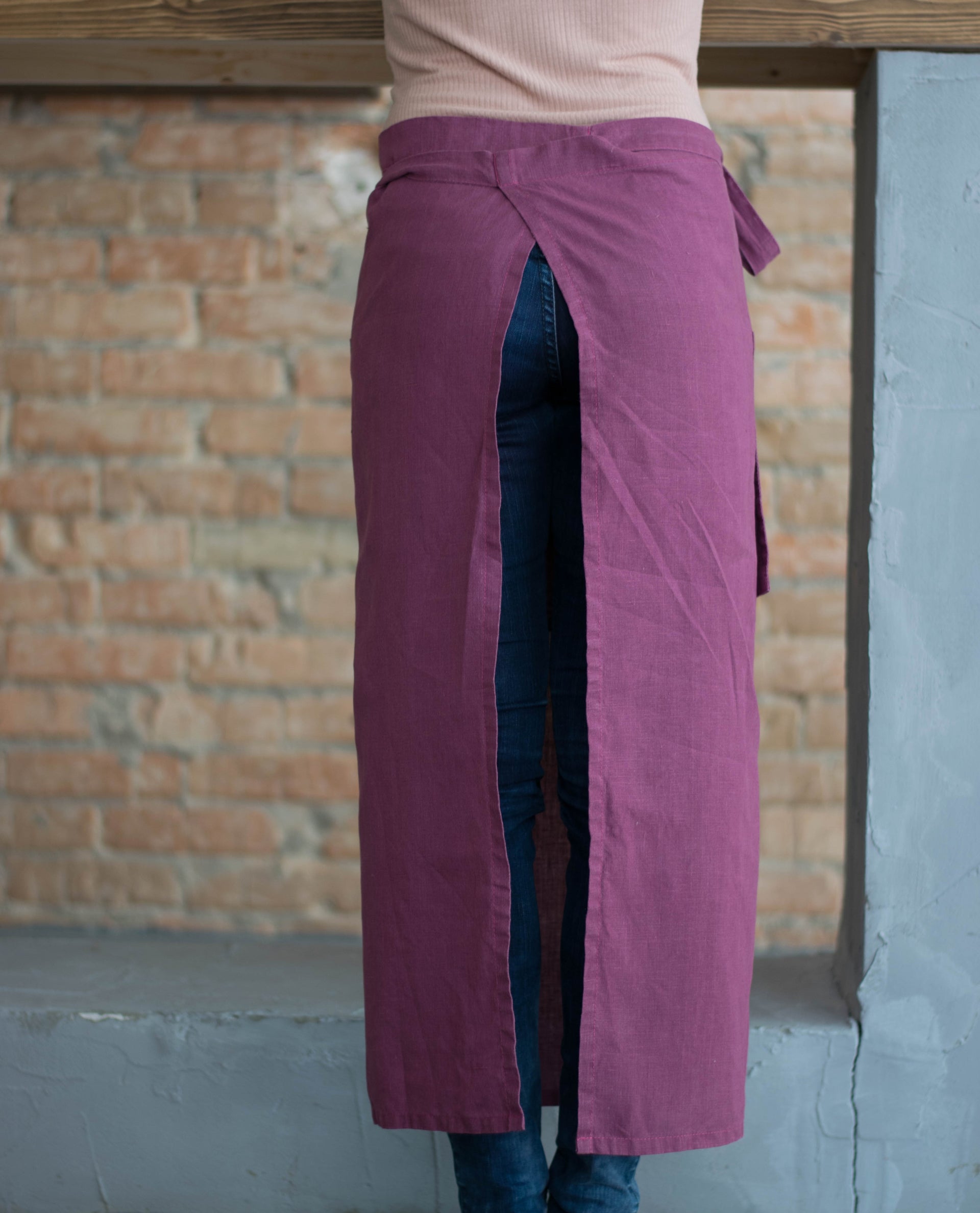 Long Linen Half Apron