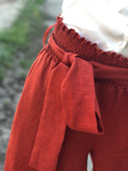 Linen Women Pants Wide Waistband