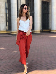Linen Women Pants Wide Waistband