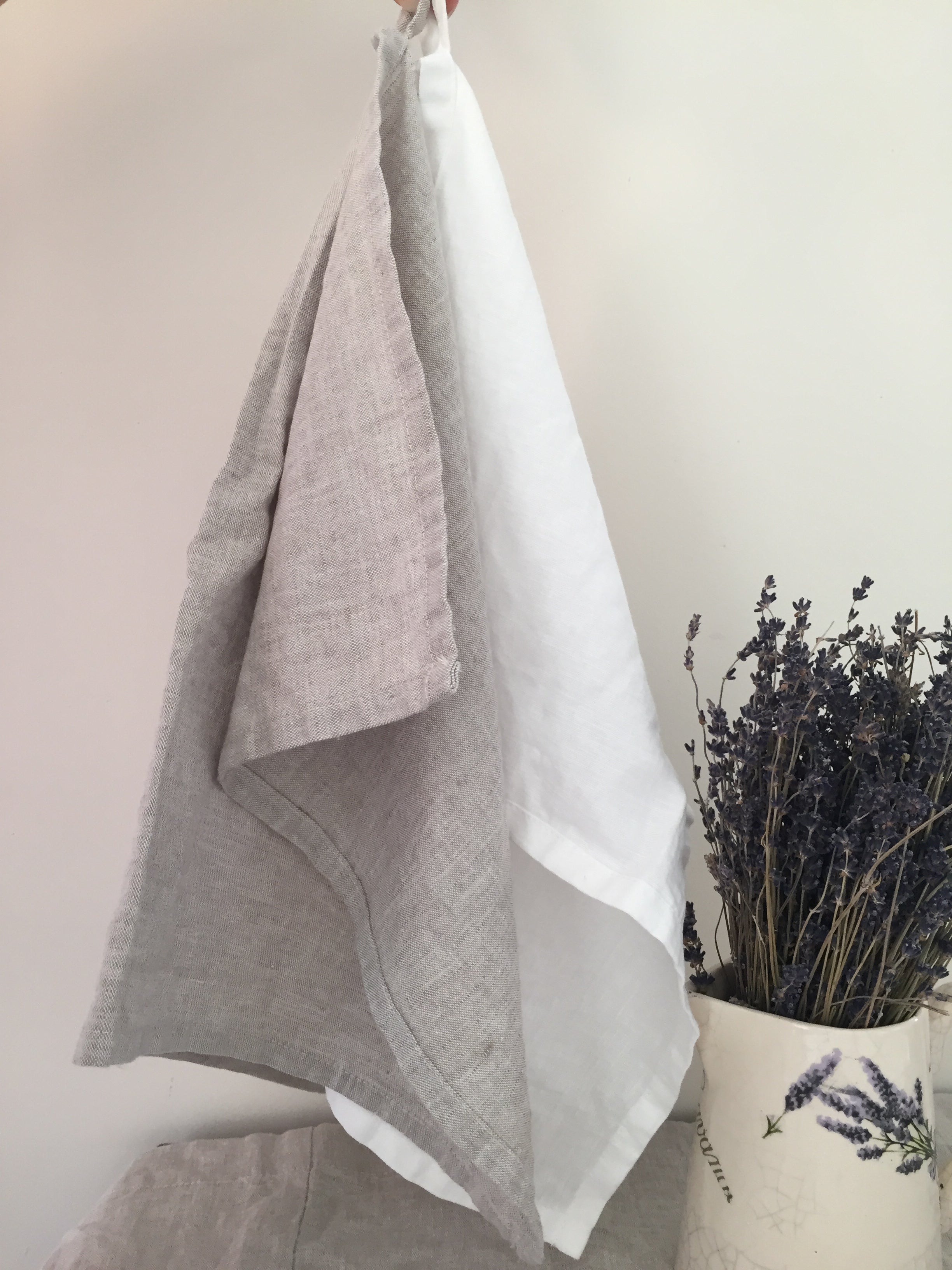 Pure Linen Bath and Hand Towel Set - Flax Spa Towel Set - Grey Sauna L
