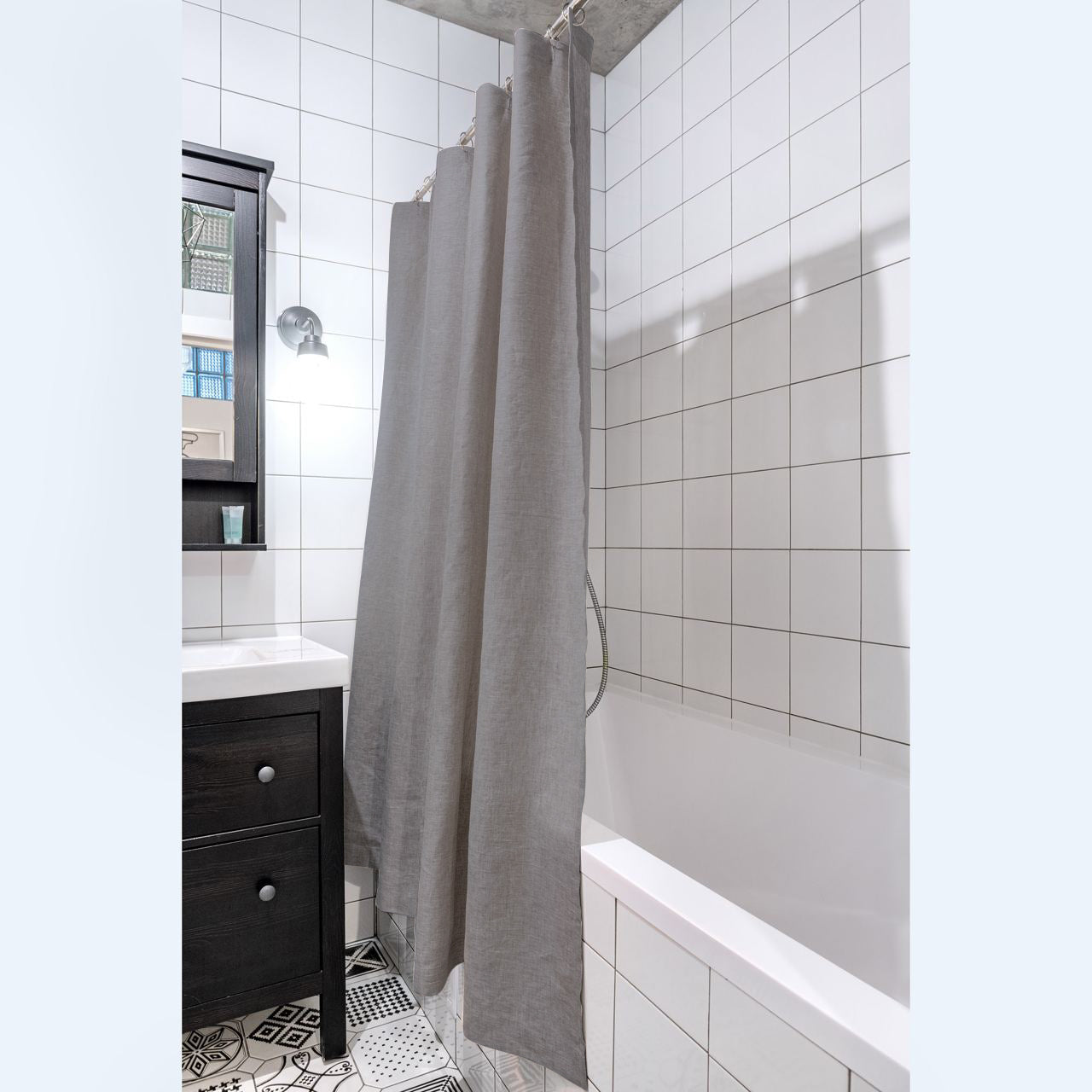 Linen Shower Curtains, Color:Dim Grey