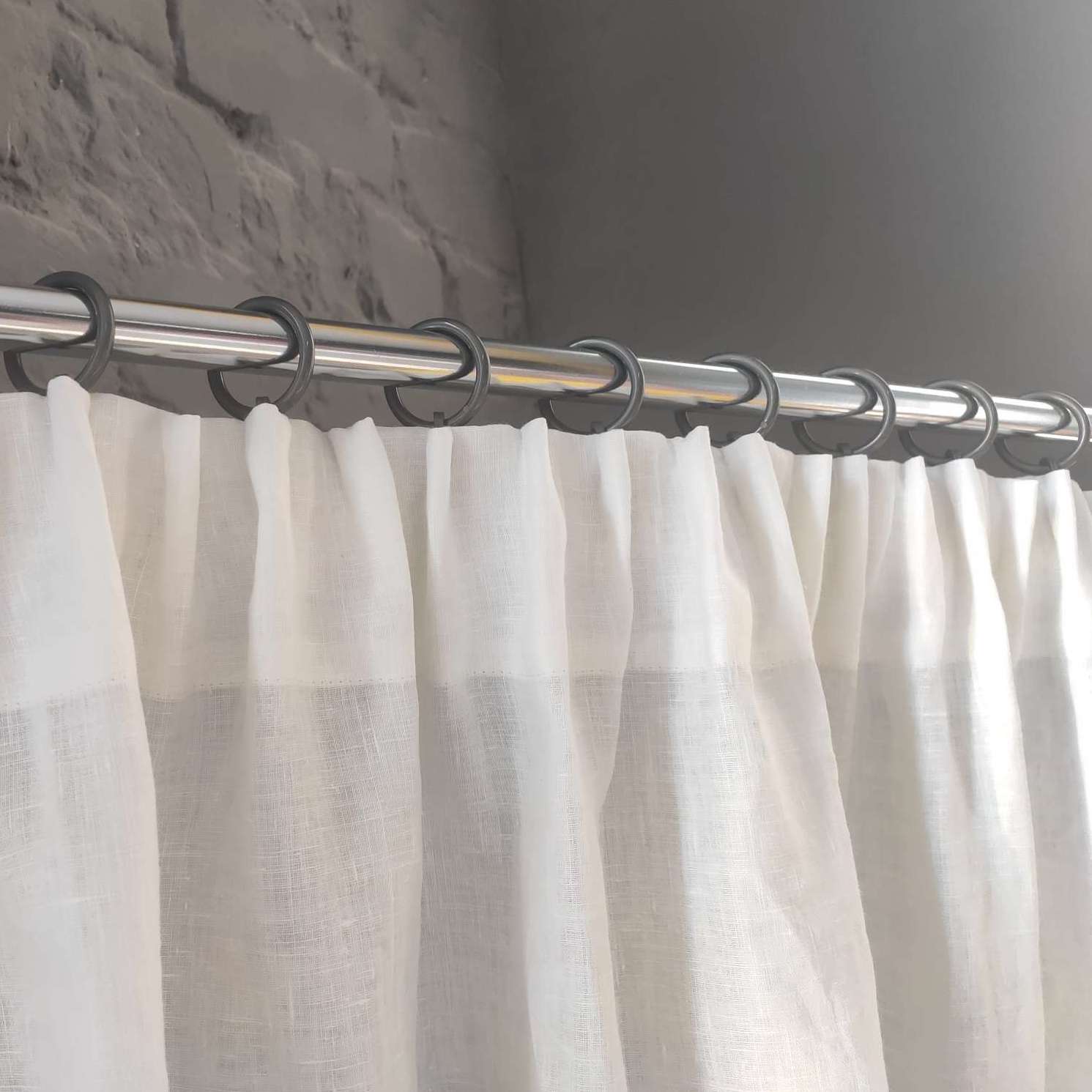 Pencil Pleat Linen Curtain Panel - Heading for Rings and Hooks - Unlined Linen Privacy Curtain 100 / 124 / No Lining