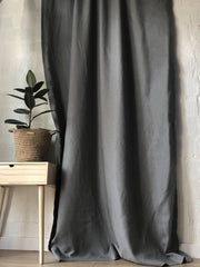 Linen Blackout Curtains, Color: Charcoal