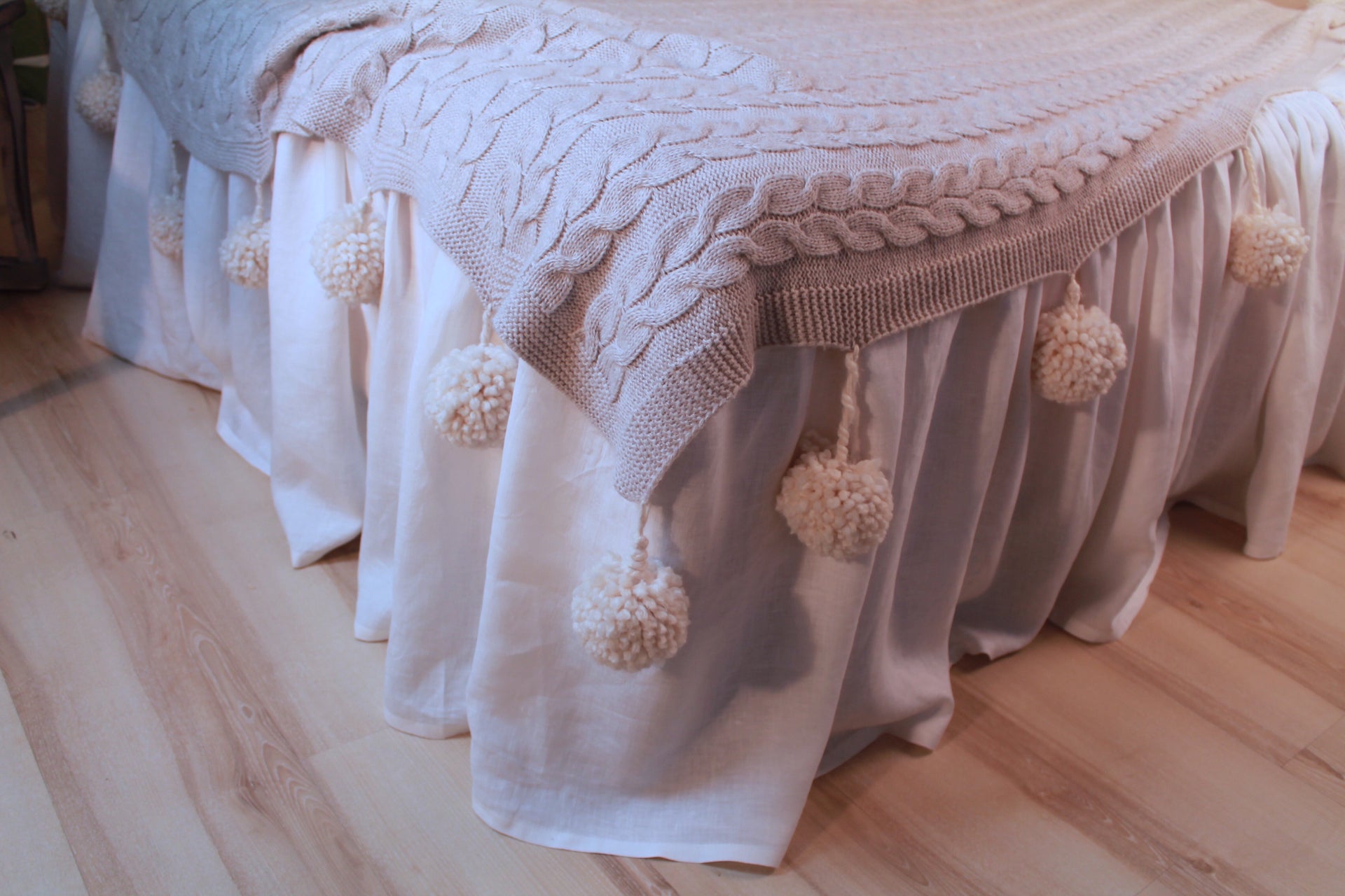 Linen Bed Skirt with Ruffles