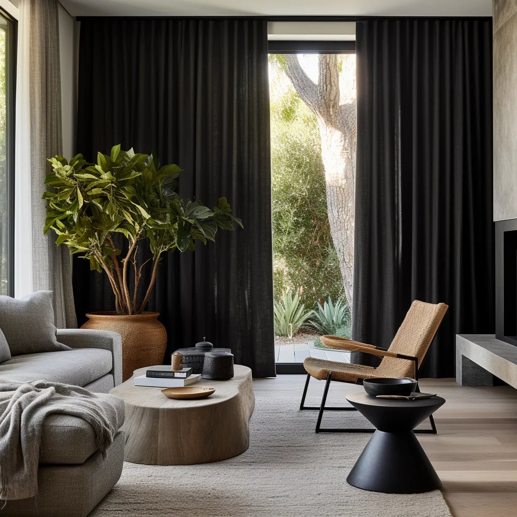 Black Blackout Curtains - Custom 80% & 100% Blackout Level - Black ...