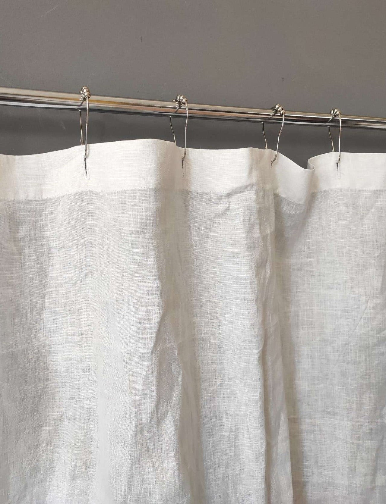 On Sale Linen Shower Curtain – Linen Bathroom Panel With Waterproof - Asparagus or Off-White Color