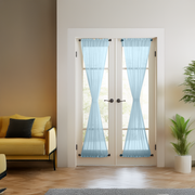 Sky Light Blue Linen French Door Curtain