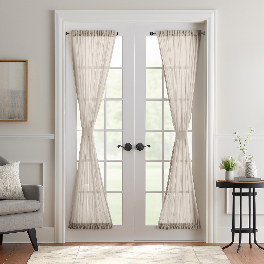 Natural Beige Sheer Linen French Door Curtains