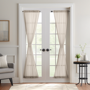 Natural Beige Sheer Linen French Door Curtains