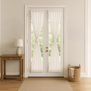 Off-white long french door curtains